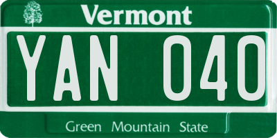 VT license plate YAN040