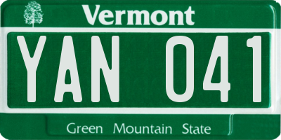 VT license plate YAN041