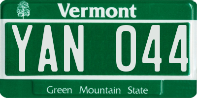 VT license plate YAN044