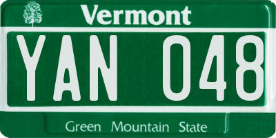 VT license plate YAN048