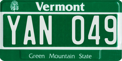 VT license plate YAN049