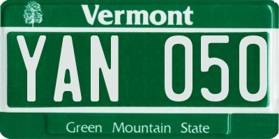 VT license plate YAN050