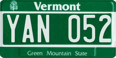 VT license plate YAN052
