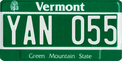 VT license plate YAN055