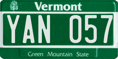 VT license plate YAN057