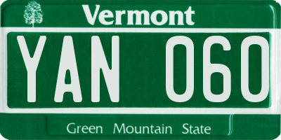 VT license plate YAN060