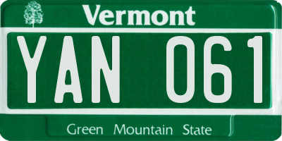 VT license plate YAN061