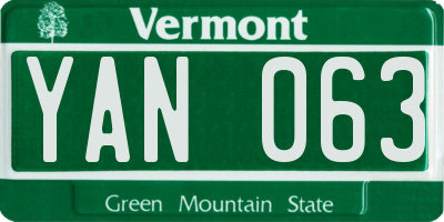 VT license plate YAN063