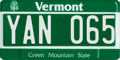 VT license plate YAN065