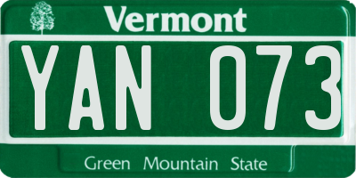 VT license plate YAN073