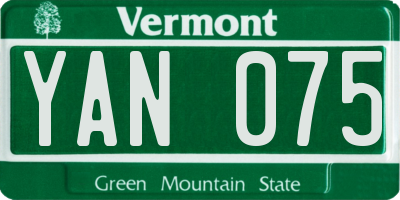 VT license plate YAN075