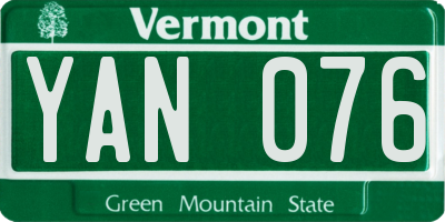 VT license plate YAN076