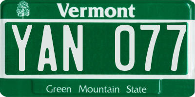 VT license plate YAN077