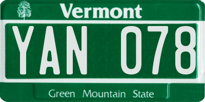 VT license plate YAN078