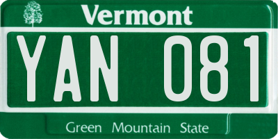 VT license plate YAN081