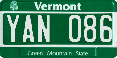 VT license plate YAN086