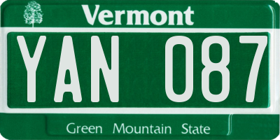 VT license plate YAN087