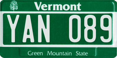 VT license plate YAN089