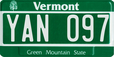 VT license plate YAN097