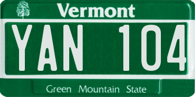 VT license plate YAN104