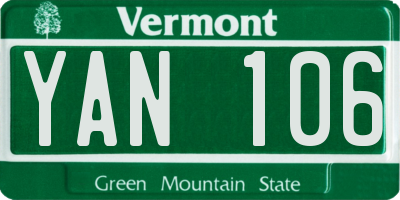 VT license plate YAN106
