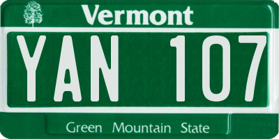 VT license plate YAN107