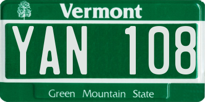 VT license plate YAN108