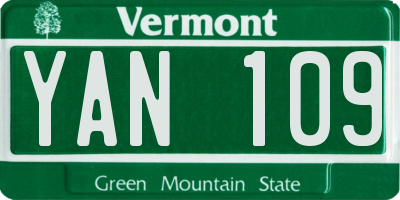 VT license plate YAN109