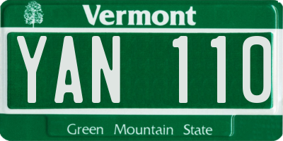 VT license plate YAN110