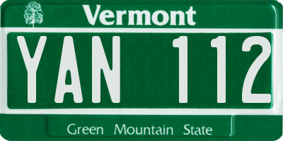VT license plate YAN112