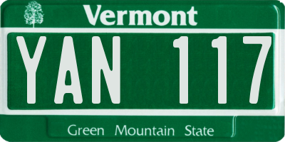 VT license plate YAN117