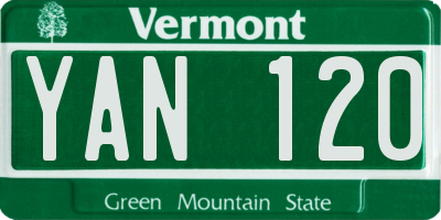 VT license plate YAN120
