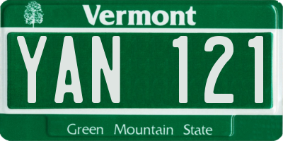 VT license plate YAN121
