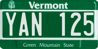 VT license plate YAN125