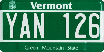 VT license plate YAN126