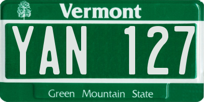 VT license plate YAN127