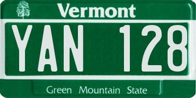 VT license plate YAN128