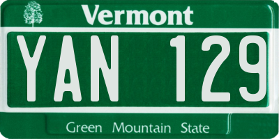 VT license plate YAN129