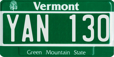 VT license plate YAN130