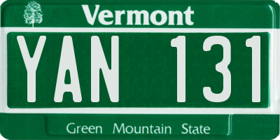VT license plate YAN131