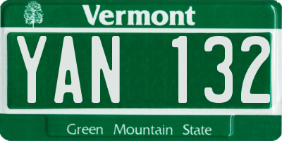 VT license plate YAN132