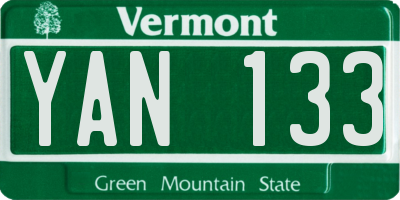VT license plate YAN133