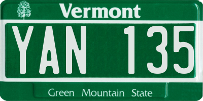 VT license plate YAN135