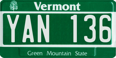 VT license plate YAN136