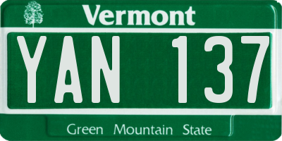 VT license plate YAN137