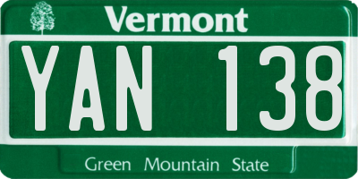 VT license plate YAN138