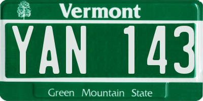 VT license plate YAN143