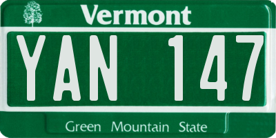 VT license plate YAN147