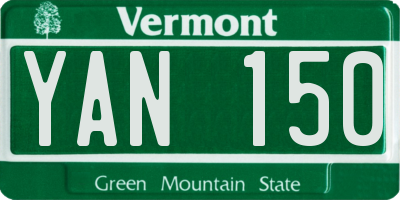 VT license plate YAN150