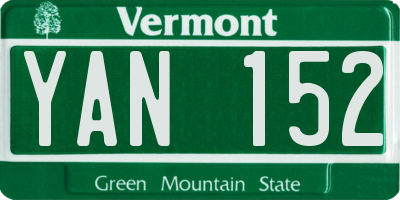 VT license plate YAN152